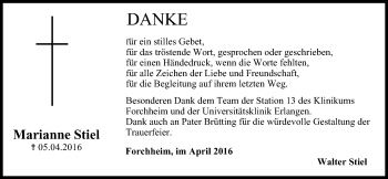 Anzeige von Marianne Stiel von MGO