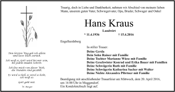 Anzeige von Hans Kraus von MGO