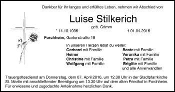 Anzeige von Luise Stilkerich von MGO