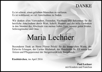 Anzeige von Maria Lechner von MGO