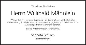 Anzeige von Willibald Männlein von MGO