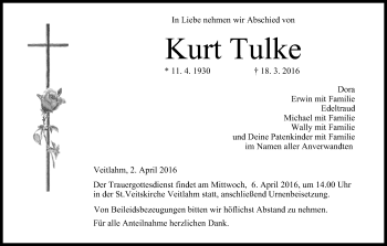 Anzeige von Kurt Tulke von MGO