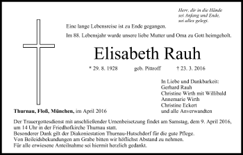Anzeige von Elisabeth Rauh von MGO
