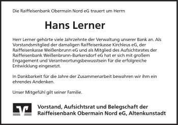 Anzeige von Hans Lerner von MGO