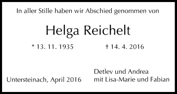 Anzeige von Helga Reichelt von MGO