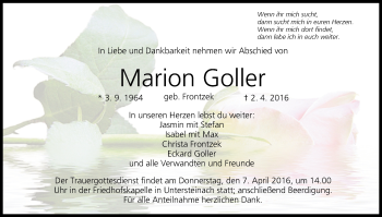 Anzeige von Marion Goller von MGO