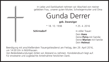 Anzeige von Gunda Derrer von MGO