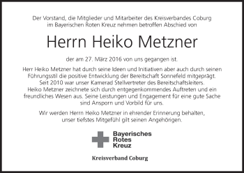 Anzeige von Heiko Metzner von MGO