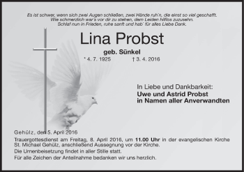Anzeige von Lina Probst von MGO