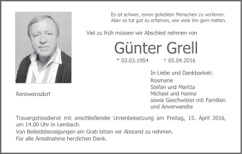 Anzeige von Günter Grell von MGO