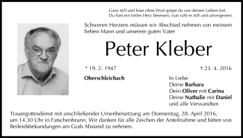 Anzeige von Peter Kleber von MGO