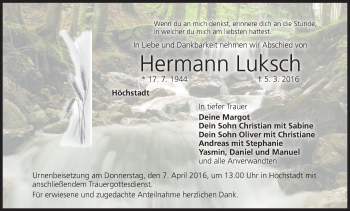 Anzeige von Hermann Luksch von MGO
