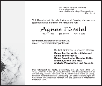 Anzeige von Agnes Förstel von MGO