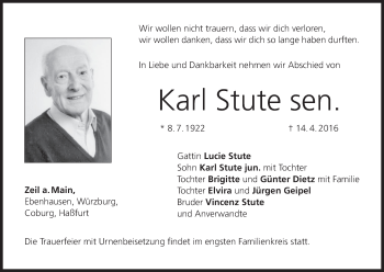 Anzeige von Karl Stute von MGO