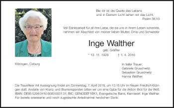 Anzeige von Inge Walther von MGO