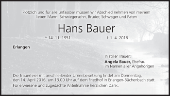 Anzeige von Hans Bauer von MGO