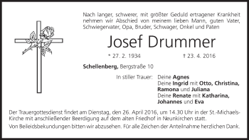 Anzeige von Josef Drummer von MGO