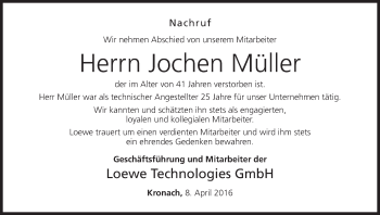 Anzeige von Jochen Müller von MGO