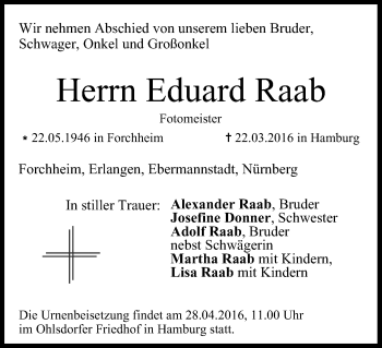 Anzeige von Eduard Raab von MGO