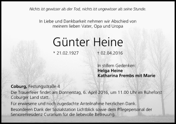 Anzeige von Günter Heine von MGO