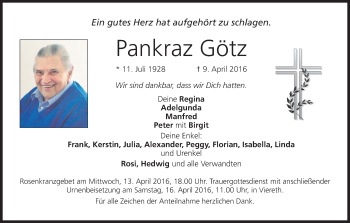 Anzeige von Pankraz Götz von MGO