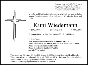 Anzeige von Kuni Wiedemann von MGO