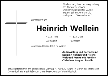 Anzeige von Heinrich Wellein von MGO