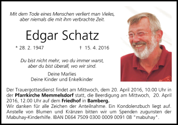 Anzeige von Edgar Schatz von MGO