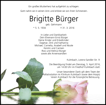 Anzeige von Brigitte Bürger von MGO