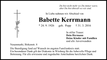 Anzeige von Babette Kerrmann von MGO