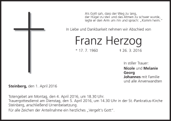 Anzeige von Franz Herzog von MGO