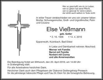 Anzeige von Else Vießmann von MGO