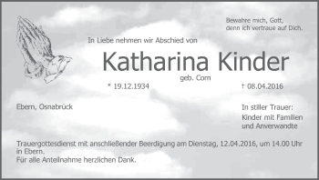 Anzeige von Katharina Kinder von MGO