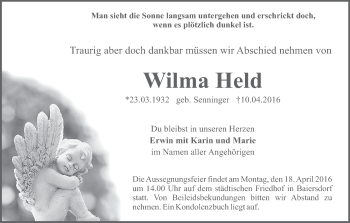 Anzeige von Wilma Held von MGO