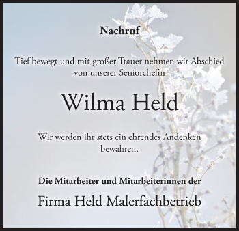 Anzeige von Wilma Held von MGO