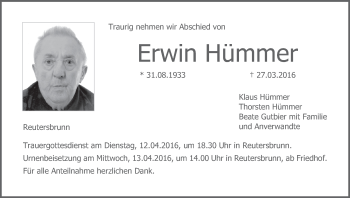 Anzeige von Erwin Hümmer von MGO