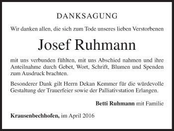 Anzeige von Josef Ruhmann von MGO