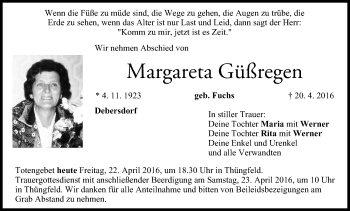 Anzeige von Margareta Güßregen von MGO