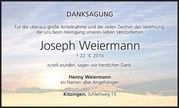 Anzeige von Joseph Weiermann von MGO