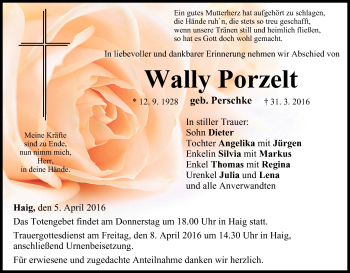 Anzeige von Wally Porzelt von MGO