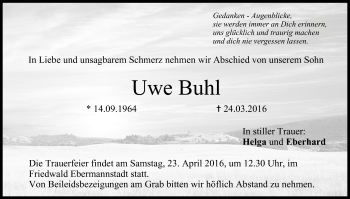 Anzeige von Uwe Buhl von MGO