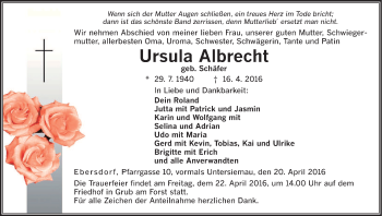 Anzeige von Ursula Albrecht von MGO