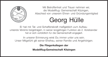 Anzeige von Georg Hülle von MGO