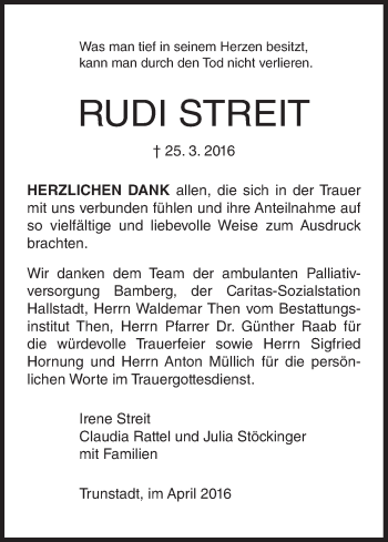 Anzeige von Rudi Streit von MGO