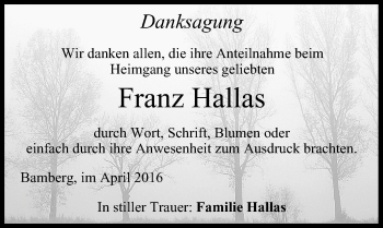 Anzeige von Franz Hallas von MGO