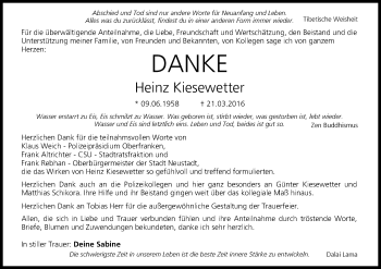 Anzeige von Heinz Kiesewetter von MGO