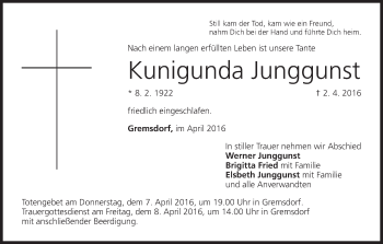 Anzeige von Kunigunda Junggunst von MGO