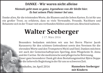 Anzeige von Walter Seeberger von MGO
