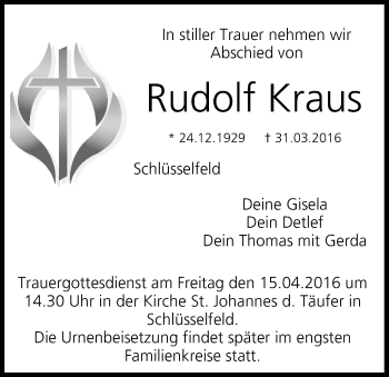 Anzeige von Rudolf Kraus von MGO