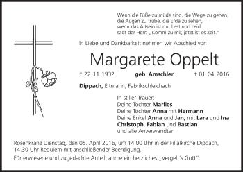 Anzeige von Margarete Oppelt von MGO